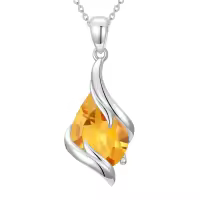 TOUPOP 925 Sterling Silver Teardrop Birthstone Pendant Fine Jewelry Gift-color_name:11-November-Citrine