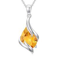 wholesale Birthstone Necklace For Women 925 Sterling Silver Teardrop Pendant Fine Jewelry Birthday Christmas Gifts For Women Her Wife Girlfriend -color_name:11-November-Citrine