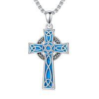 wholesale Cross Necklace 925 Sterling Silver Turquoise Tree Of Life Celtic Knot Cross Pendant Jewelry Christmas Gifts For Women -style_name:2-Star of David