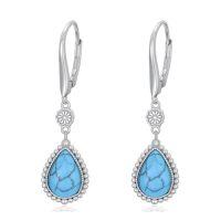 wholesale TOUPOP Turquoise Dangle Earrings For Women 925 Sterling Silver Western Teardrop Bohemian Drop Earrings Christmas Gift For Women -style_name:chrysanthemum