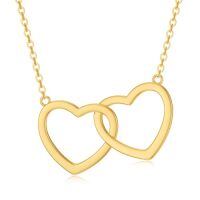 TOUPOP 14k Gold Crystal Y Lariat Necklace with Diamond Heart Celtic Knot-style_name:Double Heart Necklace-A