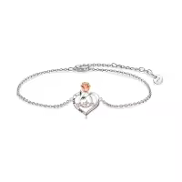 TOUPOP Sterling Silver Rose Flower Heart I Love You Bracelet For Women-color_name:Daughter Bracelet