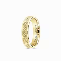 TOUPOP 14K Gold Celtic Men's Wedding Band Ring, Engraved Name Gift-style_name:B Gold Ring