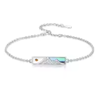 TOUPOP Sterling Silver Stone Tree Of Life Mountain Bracelet For Women-style_name:3-Mountain