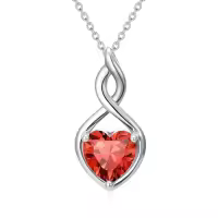 TOUPOP Sterling Silver Birthstone Infinity Heart Pendant Necklace-color_name:07-July-Ruby