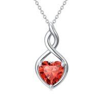 wholesale Infinity Birthstone Necklace 925 Sterling Silver Heart Love Infinity Pendant Fine Jewelry Birthday Christmas Gifts For Women Girlfriend Wife -color_name:07-July-Ruby