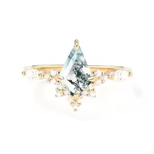 B Moss Agate Gold Ring
