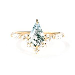 B Moss Agate Gold Ring