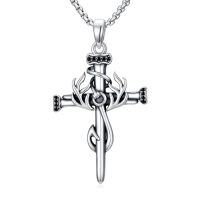 wholesale Nail Cross Necklace For Men Sterling Silver Nail Cross Pendant Religious Faith Christian Jewelry Birthday Christmas Gifts For Men Women Dad Husband Son Friend -style_name:Deer Antler Fish Hook