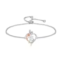 TOUPOP Sterling Silver & Crystal Heart Butterfly Bracelet Gifts for Women-style_name:16th