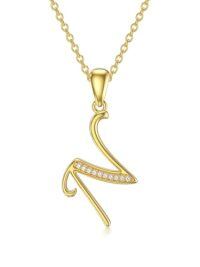 TOUPOP 14K Gold Moissanite Initial Letter Pendant Necklace-style_name:N