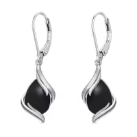 TOUPOP Sterling Silver Gemstone Teardrop Dangle Earrings Women Gifts-color_name:Black Onyx