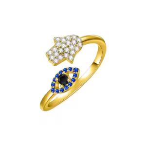 2-Hamsa Evil Eye Ring
