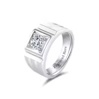 TOUPOP 925 Sterling Silver D Color Vvs1 Round Moissanite Men's Ring-style_name:E Moissanite Ring