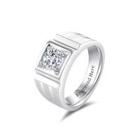 wholesale TOUPOP Personalized Moissanite Ring For Men Solitaire Diamond Wedding Ring 925 Sterling Silver/10k/14k/18k D Color Vvs1 Clarity Round Cut Moissanite Engagement Anniversary Jewelry Gift For Christmas -style_name:E Moissanite Ring