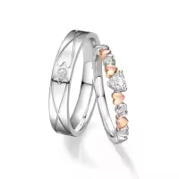 TOUPOP 14k Gold Moissanite Wedding Ring Sets For Him And Her-style_name:B Wedding Ring Set