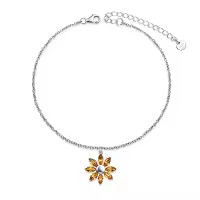 TOUPOP 14k White Gold Plated S925 Sterling Silver Blue Crystal Hummingbird Anklet-color_name:Sunflower