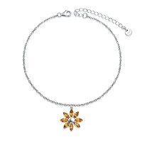 wholesale TOUPOP 14k White-gold Plated Austrian Circular Blue Crystal With S925 Sterling Sliver Hummingbird Anklet For Women And Girls Friends Wife As Christmas Birthday Summer Beach Gifts -color_name:Sunflower