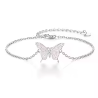 TOUPOP Sterling Silver Opal Butterfly Phoenix Dove Dragonfly Hummingbird Bracelet-style_name:Butterfly
