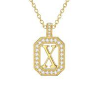 TOUPOP 14K Gold Moissanite Initial Letter Pendant Necklace-style_name:X