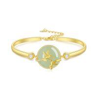 wholesale Jade Bracelet For Women 14k Gold Plated Sterling Silver Tree Of Life/lotus/cat/hummingbird/dragonfly/bee/butterfly Jade Jewelry Christmas Gifts For Mom Wife Grandma -style_name:Hummingbird