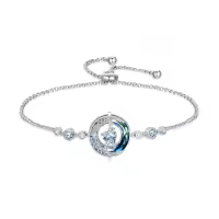 TOUPOP Sterling Silver Blue Crystal Birthstone Moon Star Bracelet Women Jewelry Gift-color_name:03-March-Aquamarine