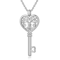 TOUPOP Sterling Silver Tree Of Life Key Necklace For Women-color_name:Silver