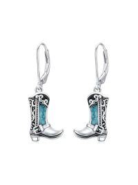 wholesale TOUPOP Cowgirl Earrings Western Earrings For Women Sterling Silver Turquoise Dangle Drop Western Jewelry For Women Country Cowgirl Jewelry Gifts For Her -style_name:Boots