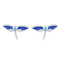 TOUPOP 925 Sterling Silver Stone Stud Earrings For Women-style_name:Dragonfly Earring