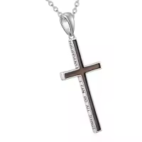TOUPOP Sterling Silver Cross Necklace Philippians 4:13 Inspirational Pendant-color_name:Wood