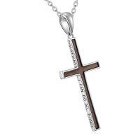 wholesale Cross Necklace 925 Sterling Silver Philippians 4:13 Cross Pendant I Can Do All The Things Inspirational Bible Verse Jewelry Gifts For Women -color_name:Wood