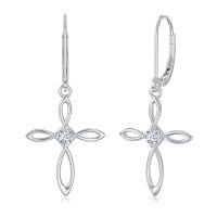wholesale Cross Earrings For Women Sterling Silver Infinity Birthstone Dangle Cross Earrings Birthstone Jewelry For Women Christmas Gift From Women Her -style_name:4-April