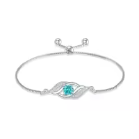 TOUPOP 925 Sterling Silver Birthstone Infinity Bracelet Dainty Fine Jewelry-color_name:12-Dec.-Topaz