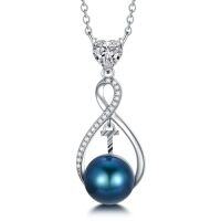 wholesale Black Pearl Infinity Necklace Sterling Silver Black Freshwater Peartl A-z Initial Pendant Necklace Infinity Letter Jewelry Christmas Birthday Gifts For Women Her Mom -style_name:Letter T