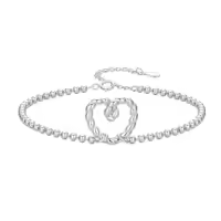 TOUPOP Sterling Silver & Crystal Star Charm Bracelet Adjustable Christmas Gift-style_name:Heart bracelet