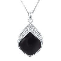 wholesale TOUPOP Gemstone Teardrop Necklace For Women 925 Sterling Silver Celtic Knot Pendant Irish Jewelry Anniversary Birthday Christmas Xmas Gifts For Her -style_name:Black Onyx