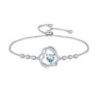 wholesale TOUPOP Heart Birthstone Bracelet 925 Sterling Silver Double Heart Bracelet Love You For Always And Forever Jewelry Anniversary Birthday Christmas Gifts For Women Wife Her -color_name:03-March-Aquamarine