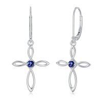 wholesale Cross Earrings For Women Sterling Silver Infinity Birthstone Dangle Cross Earrings Birthstone Jewelry For Women Christmas Gift From Women Her -style_name:9-September
