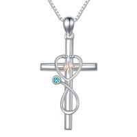 wholesale Gifts For Nurse 925 Sterling Silver Stethoscope Cross Necklace Nurses Birthstone Jewelry Nursing Themed Medicine Nurses Day Christmas Gifts Doctor Medical Student Rn -color_name:12-December-Topaz