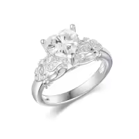 TOUPOP Sterling Silver 1ct Heart Moissanite Women's Engagement Wedding Ring-ring_size:9,style_name:Split Shank Heart Moissanite