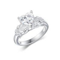 wholesale TOUPOP 1ct Heart Moissanite Engagement Wedding Rings For Women 925 Sterling Silver Split Shank Promise Halo Eternity Bands Anniversary Christmas Valentines Day Gifts For Her Wife Ideal Gift Size 4-14 -ring_size:6,style_name:Split Shank Heart Moissanite