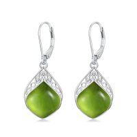 wholesale TOUPOP Teardrop Earrings Sterling Silver Celtic Knot Leverback Earrings Gemstone Irish Jewelry Anniversary Birthstone Earrings Birthday Christmas Xmas Gifts For Women -color_name:Peridot