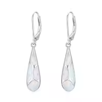 TOUPOP 925 Sterling Silver Gemstone Dangle Leverback Earrings-style_name:Opal