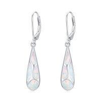 wholesale Teardrop Earrings For Women 925 Sterling Silver Gemstones Dangle Leverback Earring Jewelry Birthday Christmas Gifts For Women Her -style_name:Opal