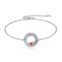 TOUPOP Sterling Silver Moon Bear Bracelet Gemstone Jewelry Gifts-style_name:Bear