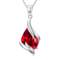 TOUPOP 925 Sterling Silver Teardrop Birthstone Pendant Fine Jewelry Gift-color_name:07-July-Ruby
