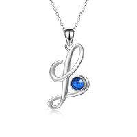 wholesale TOUPOP Christmas & Birthday Gifts: Initial Necklaces - 925 Sterling Silver Letter Pendants With Birthstone A-z -color_name:L-Love you more than i can say