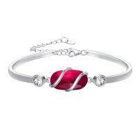 wholesale 925 Sterling Silver Bracelet For Women Gemstone Bracelet Bangle Fine Jewelry Birthday Christmas Gifts For Women Her Wife Mom -color_name:A-Garnet