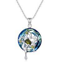 wholesale TOUPOP Mothers Day Gifts For Women S925 Sterling Silver Sunflower Leaf Pendant Necklace With Blue Circle Crystal You Are My Sunshine Jewelry Gifts For Women Mom Girls -style_name:Peridot