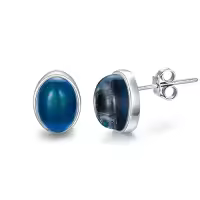 TOUPOP Sterling Silver Sandstone Stud Earrings for Women Gifts-color_name:Blue-5.8*8mm